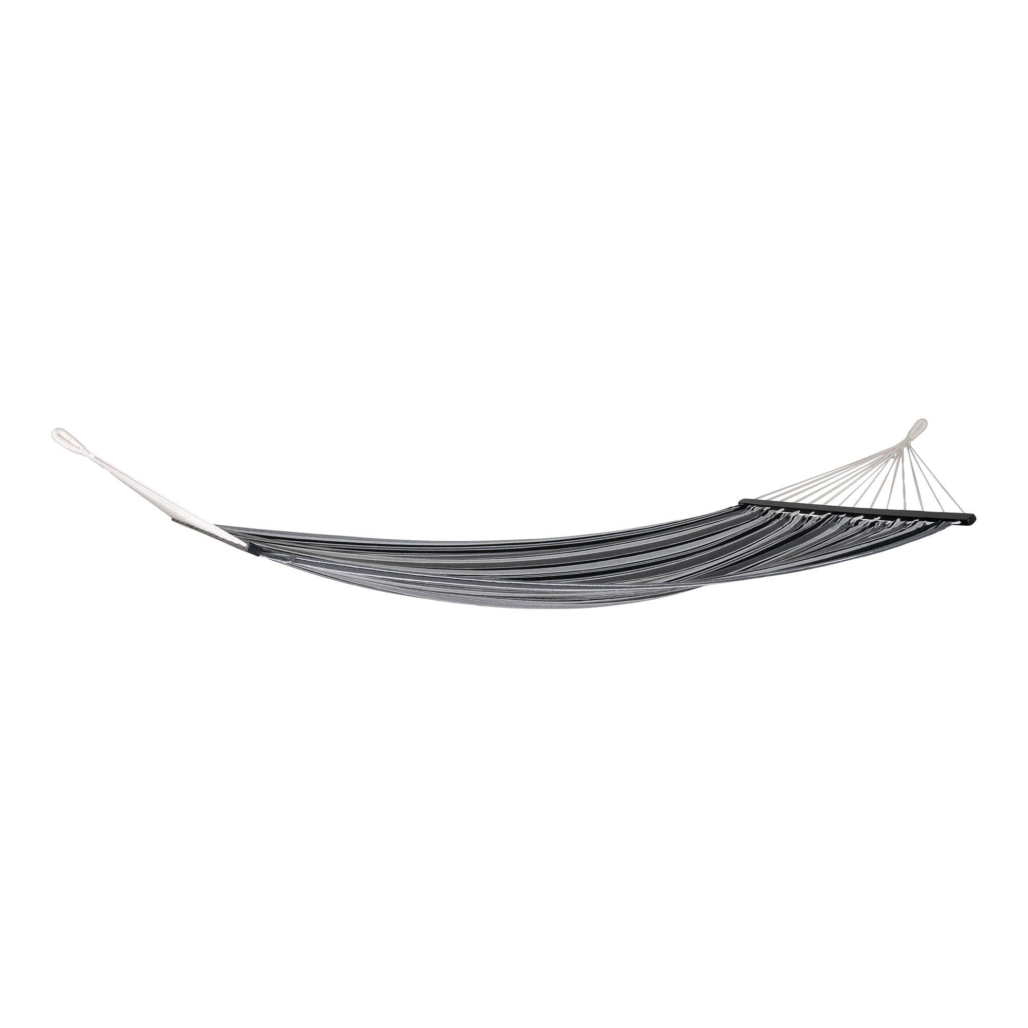 Farbe  Lamia – Hängematte aus Baumwollmischung mit Holzstab, Schwarz/Grau/Weiß, 200 × 120 cm